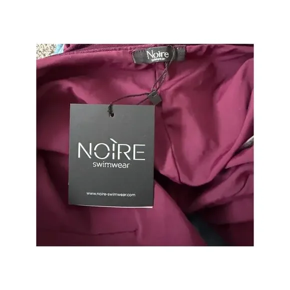 NOIRE SWIMWEAR Plum Flower Ruched One Piece size large brand new - Picture 4 of 6
